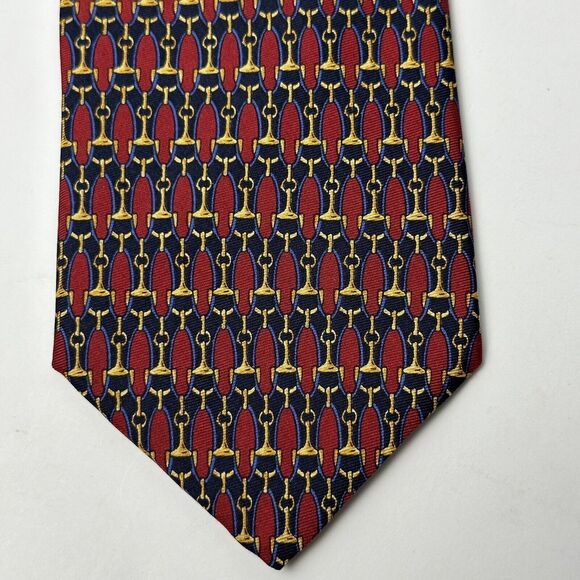 Brooks Brothers Makers Mens Tie Red With Blue Orange 3.75 X 56 - Picture 4 of 12